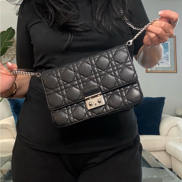 CHRISTIAN DIOR Lambskin Cannage Miss Dior Promenade Pouch Black - Picture 3 of 15